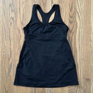 Lululemon Women's Turbo Tank Top sz 6 Built In Bra Black Cut Out Mesh Yoga Hike
